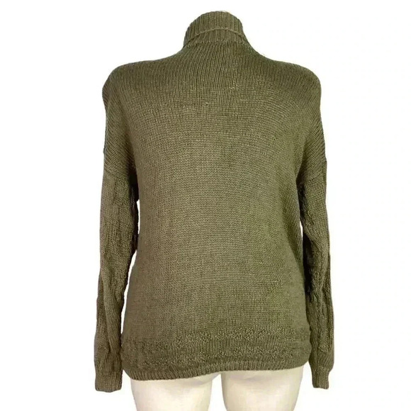 Vintage 80s Sweater Womens L Green Multi Floral Embroidered Long Sleeves Chunky - Picture 6 of 8